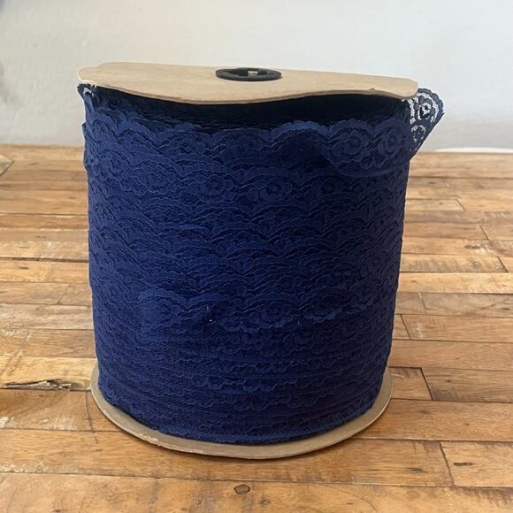 Unbranded Other - Large 8.5 in Spool Of Navy Blue Lace Trim Scalloped Floral 2 Lbs 14 Oz